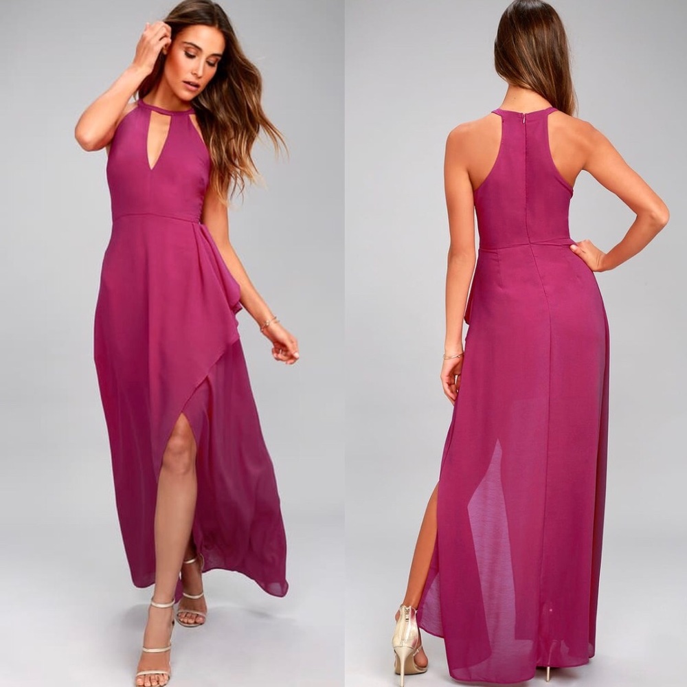 Lulus | ‘I Spy’ Magenta Cut-Out Maxi Dress